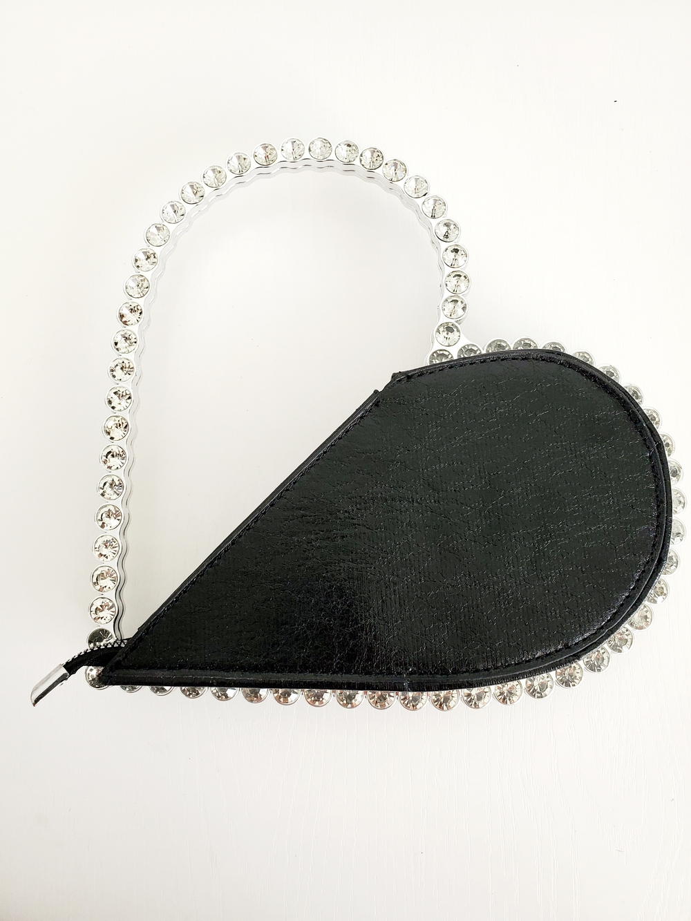 Black Teardrop Crystal-Trim Wristlet Clutch